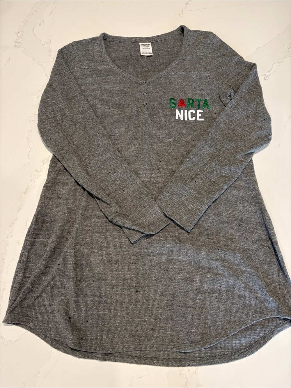 PINK Victoria's Secret Grey Sleepwear Top Christmas Sorta Naughty Size Large